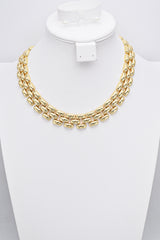 Estate 18K Yellow Gold 3-Row Panther Chain Chunky Collar Necklace +Case