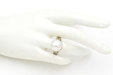 Vintage 14K White Gold Sea Pearl Cocktail Ring 20.6 Grams Size 6.25