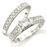 Vintage 14K White Gold 1.01 TCW Diamond Band Ring Set