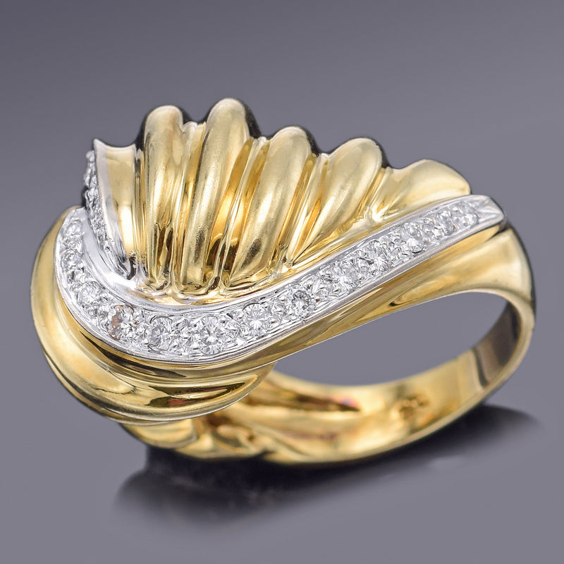 Vintage Designer Signed 14K Yellow Gold 0.66 TCW Diamond Band Ring Size 7.5