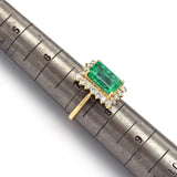 Vintage 14K Yellow Gold 5.05 Ct Emerald & Diamond Cocktail Ring 6.5 Grams F/G VS