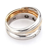 Vintage 14K White & Yellow Gold Diamond Soldered Band Ring Set