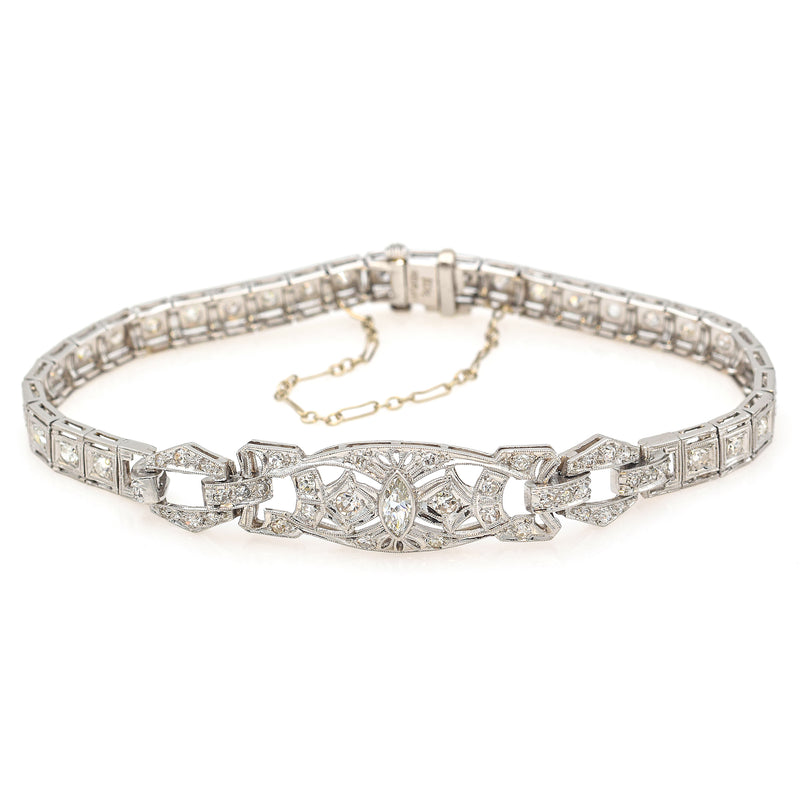 Antique Platinum 1.81 TCW Diamond Art Deco Tennis Bracelet