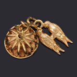 Vintage 14K Yellow Gold Love Birds Birdcage Charm Pendant