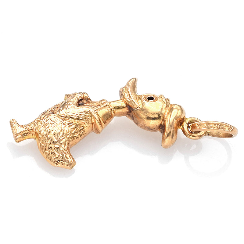 Vintage 18K Yellow Gold Donald Duck Charm Pendant