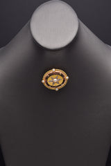 Antique Victorian 18K Gold 0.51TCW Diamond, Ruby, Sea Pearl Starburst Brooch Pin