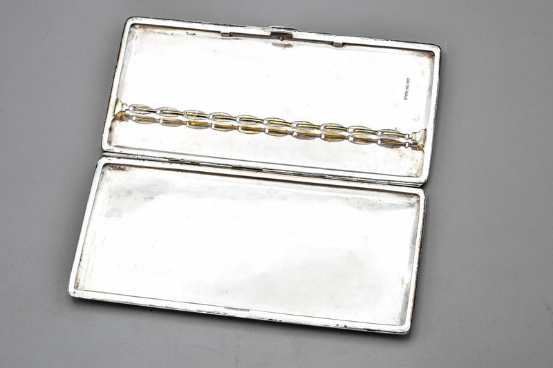 Vintage Japanese Sterling Silver Etched Cigarette Case Holder Box 179.5 Grams