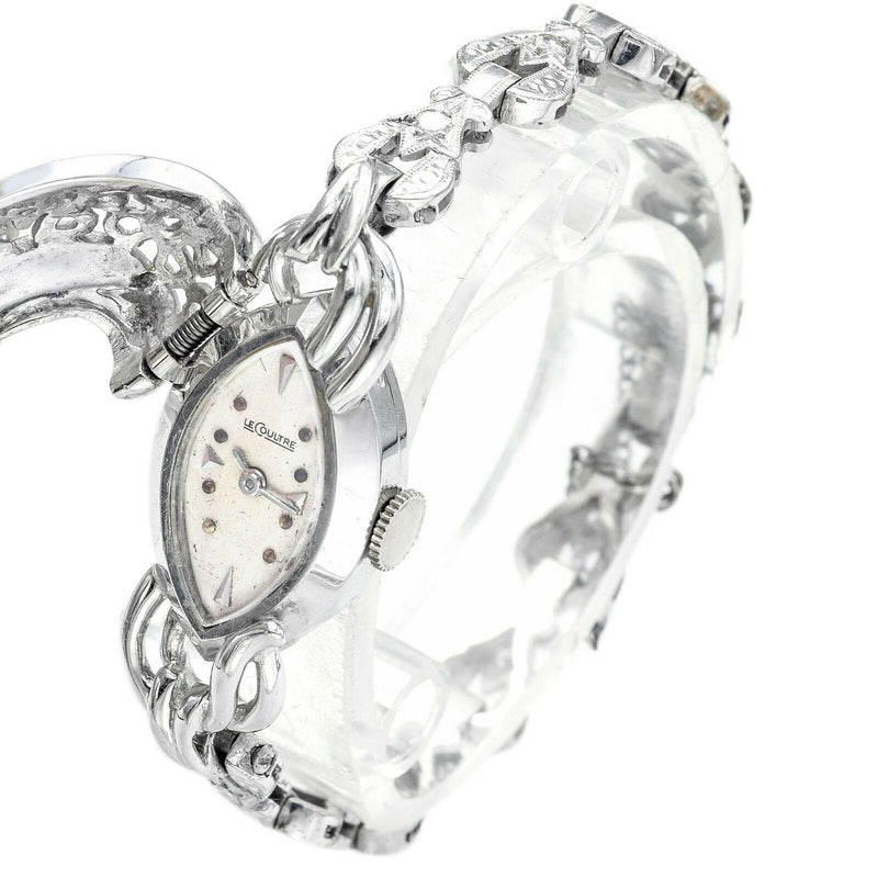 Antique LeCoultre 18K Gold 0.44 TCW Diamond Women's Floral Bracelet Watch