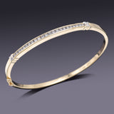Vintage 14K Yellow Gold 0.57 TCW Diamond Hinged Bangle Bracelet 11.0 Grams