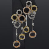 Estate 18K Multi-Tone Gold 1.90 TCW Diamond Circle Omega-Back Drop Earrings