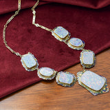 Antique 14K Yellow Gold Victorian Enamel Opal Necklace