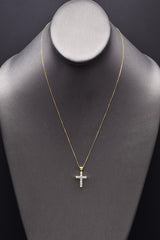 Vintage 14K Yellow Gold 0.44 TCW Diamond Cross Pendant Necklace 3.4 Grams 19.5"