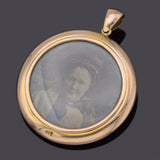 Antique English 9K Yellow Gold Round Reversible Open Face Locket Pendant