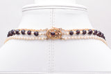 Antique 14K Yellow Gold Garnet & Sea Pearl Beaded Multi-Strand Necklace