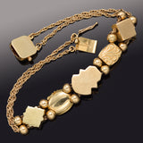 Vintage Museum Company 14K Yellow Gold Multi-Stone & Diamond Enamel Slide Bracelet 14.8 Gr