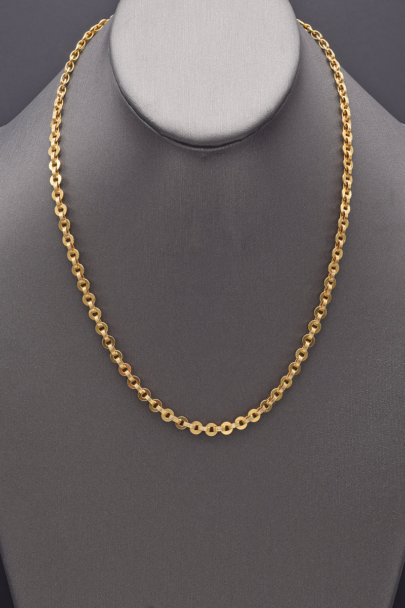 Vintage 18K Yellow Gold French Circle Link Chain Necklace 8.1 Grams