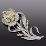 $67,000 Appraised Elan Estella 3 Platinum & 18K Gold 31.99TCW Diamond Brooch Pin