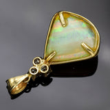 Vintage 14K Yellow Gold Opal & 0.54 TCW Diamond Pendant 5.2 Grams 31.8 x 20.9 mm