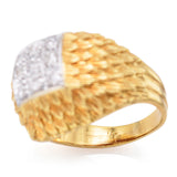 Vintage 18K Yellow Gold & Platinum 0.27 TCW Diamond Signet Band Ring