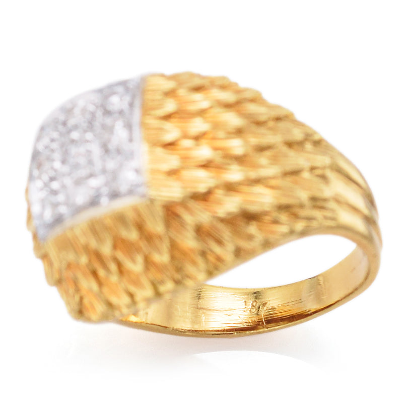 Vintage 18K Yellow Gold & Platinum 0.27 TCW Diamond Signet Band Ring