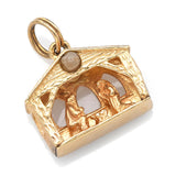 Vintage 14K Yellow Gold 3D Nativity Charm Pendant