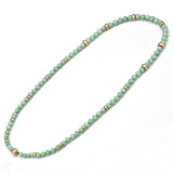 Lise Mori K 14K Yellow Gold Burmese Jade & Diamond Beaded Necklace
