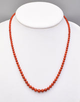 Estate 14K Yellow Gold Red Coral Beaded Strand Necklace