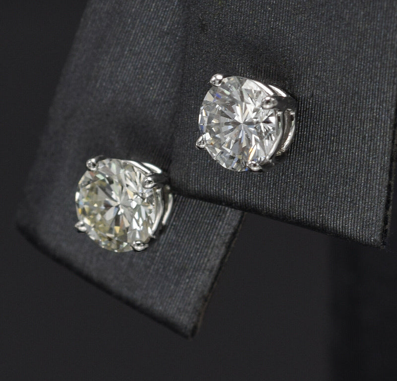 Vintage 14K White Gold 0.94 TCW Diamond Round Solitaire Stud Earrings