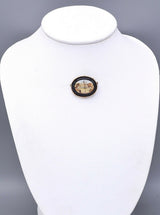 Antique Victorian 14K Gold Onyx St Peter's Square Micro Mosaic Brooch Pin