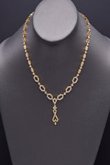 Vintage 18K Yellow Gold 4.32 TCW Diamond Geometric Hexagon Link Tennis Necklace