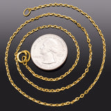 Vintage 24K Yellow Gold Rolo Link Chain Necklace 2 mm 7.4 Grams 18 Inches