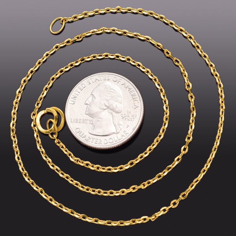 Vintage 24K Yellow Gold Rolo Link Chain Necklace 2 mm 7.4 Grams 18 Inches