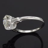 Vintage 14K White Gold 0.89 TCW Diamond Pear Three-Stone Band Ring Size 5.5