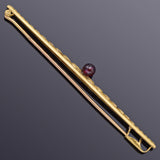 Antique 18K Yellow Gold Garnet Art Deco Bar Brooch Pin 74.5 x 5.0 mm