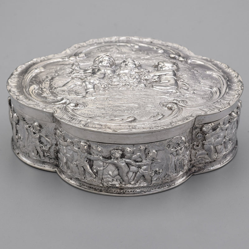 Antique 800 Silver Cherub Etched Case Box