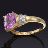 Vintage 10K Yellow Gold Pink Sapphire & Diamond Band Ring