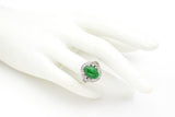 Vintage 14K White Gold 3.37 Ct Imperial Green Jade & 0.61 TCW Diamond Oval Ring