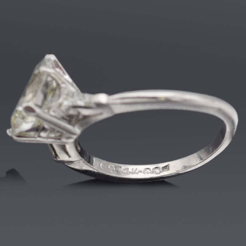 Vintage 14K White Gold 1.99 TCW Diamond Pear Three-Stone Band Ring