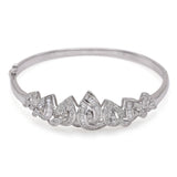 Vintage 18K White Gold 2.17 TCW Diamond Swirl Hinged Bangle Bracelet + Box