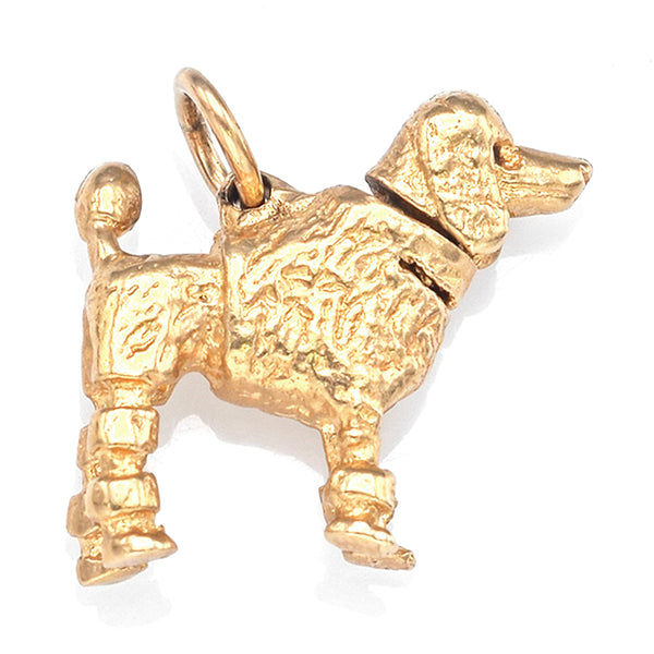 Vintage 14K Yellow Gold Moveable Poodle Dog Charm Pendant