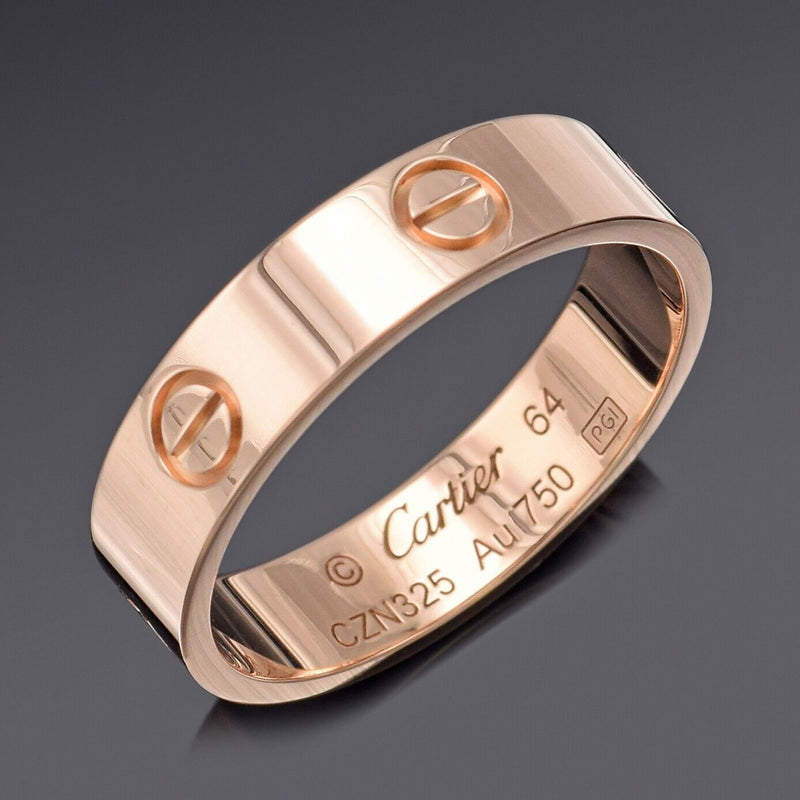 Cartier Love 18K Rose Gold Band Ring 5.5 mm + Pouch, Certificate of Authenticity