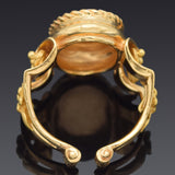 Antique Mod Dep Italy 18K Yellow Gold Cameo Shell Ring