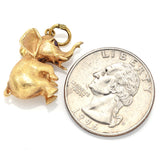 Vintage 14K Yellow Gold Ruby Elephant Charm Pendant