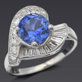Vintage 14K White Gold Sapphire & 0.54 TCW Diamond Band Ring