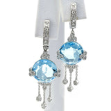 Vintage 14K White Gold Blue Topaz & 0.45 TCW Diamond Dangle Earrings 8.4G H/I