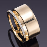 Estate 14K Yellow Gold Diamond Wide Band Ring 10.5 mm 7.1 Grams