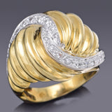 Vintage Designer Signed 14K Yellow Gold 0.66 TCW Diamond Band Ring Size 7.5