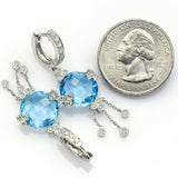 Vintage 14K White Gold Blue Topaz & 0.45 TCW Diamond Dangle Earrings 8.4G H/I