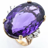 Vintage 14K Yellow Gold Amethyst and Diamond Ring